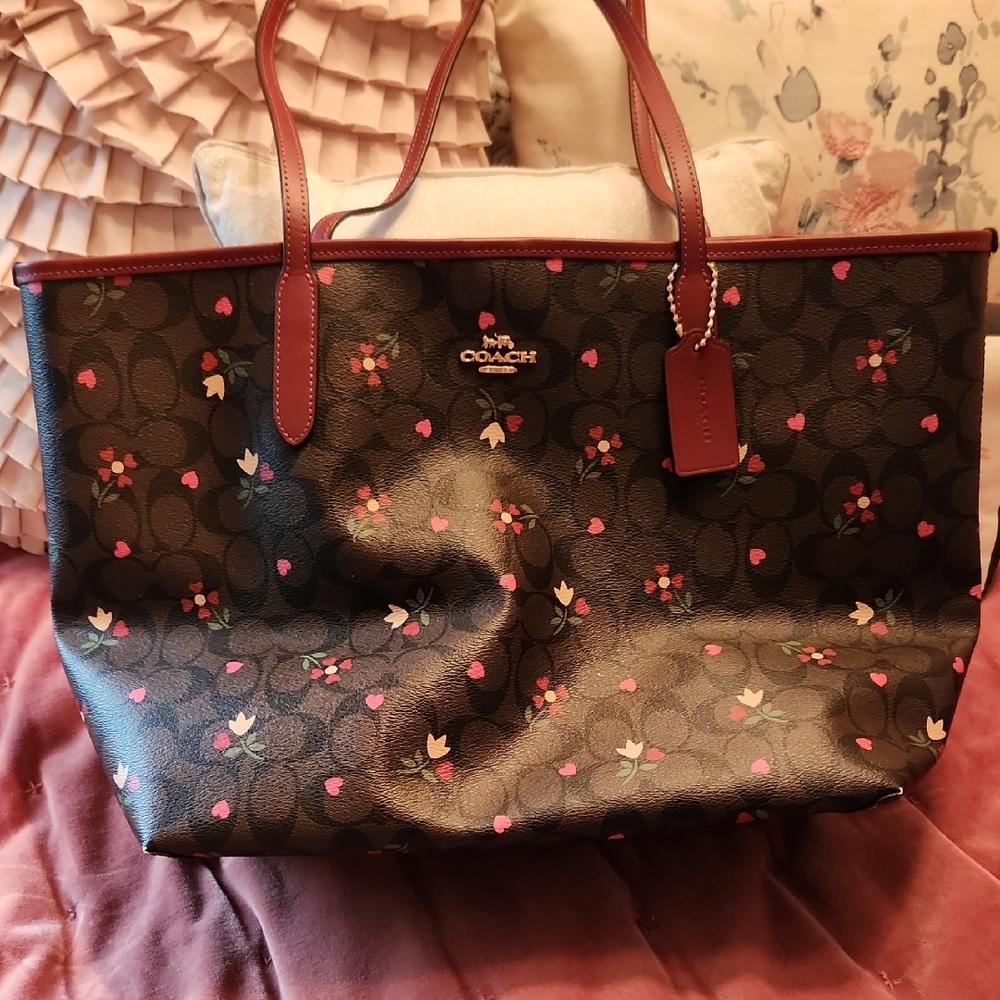 Coach Brown and Pink Sophisticated Tote Bag